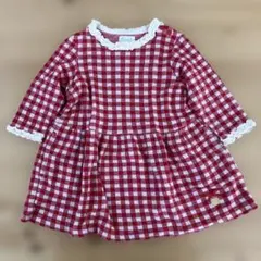 Combi mini　ワンピース　長袖　チェック柄　80サイズ　赤のサムネイル
