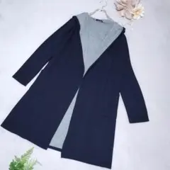 《INGNI》 ロング コーディガン フーデット バイカラー ネイビー グレー