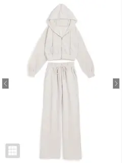 ジップパーカー×キャミ×ワイドパンツ裏起毛セットアップ[pm229]