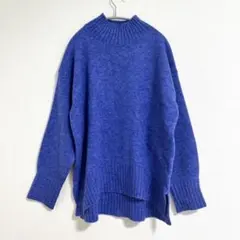 【美品】 GU ハイネック　ニット　セーター　ブルー　ゆったり
