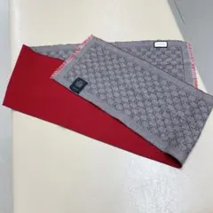 グッチ マフラー 20㎝x175cm 赤/GGパターン ウールのサムネイル