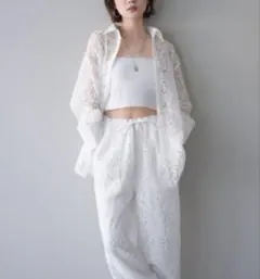 シアーコードレースオーバーシャツ/OFF lumier リュミエ 同型 新品