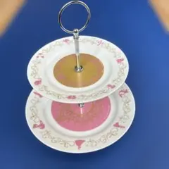 二段式ケーキスタンド ピンク ゴールド　ディズニープリンセス
