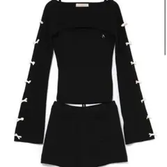 andmary Cindy ribbon knit set up Black