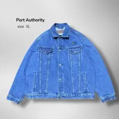 Port Authority デニムジャケット 胸ロゴ刺繍 USAワーク XL