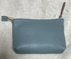 レザーポーチ 水色 革