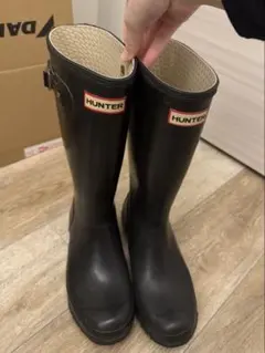 ⭐︎値下げ中【新品未使用】HUNTER ブラック 長靴　レインブーツ レディース オリジナル トール レイン ブーツ - ブラック