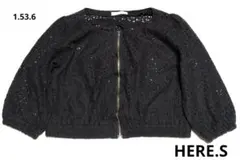 【HERE.S】Мサイズ　黑　総レース　ショート丈 ノーカラージャケットのサムネイル