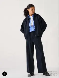 新品ユニクロ　ブラッシュドジャージーワイドパンツ　ネイビー　XXL