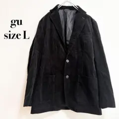 GU テーラードジャケット コーデュロイ 黒 2釦 バックスリット Lサイズ