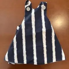 MARI MARL ネイビーとホワイトストライプエプロン