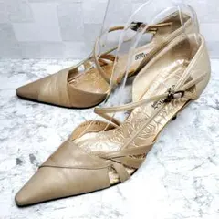 elegans 卑弥呼 ポインテッドトゥ ストラップパンプス ベージュ 24cm