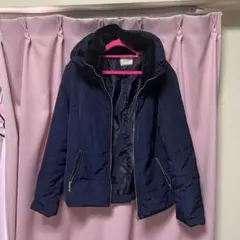 ネイビー ファー付きダウンジャケット