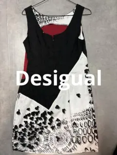 ノースリーブひざ丈ワンピース 黒赤白