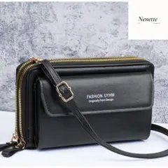 大人気！ブラック【スマホショルダー】 財布 ショルダーバッグ ポシェット