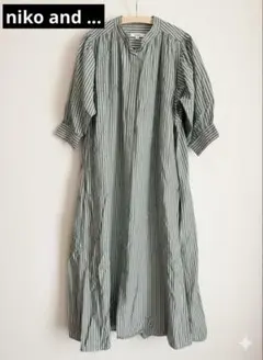 niko and ... グリーンストライプ シャツワンピース M