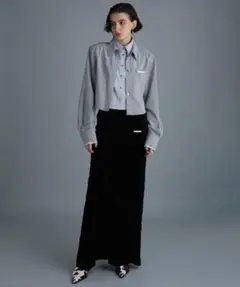 未使用】ミュベール MUVEIL ラインニットパンツ パールボタン装飾