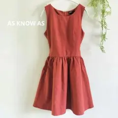 【匿名配送】AS KNOW AS ノースリーブワンピース　テラコッタ　リボン