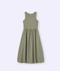 GU バブルヘムワンピース　ノースリーブ　ワンピース　バブル　オリーブ　M