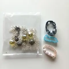 ビーズパーツ1点&ハンドメイド ビーズリング 3点