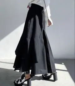 PAGEBOY ロングスカート マーメイド アシンメトリー フリル ブラック 黒のサムネイル