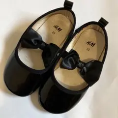 H&M バレエシューズ サイズ23 ブラック　14〜15cm　リボン