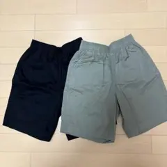 G.U. ハーフパンツ 黒 カーキ2枚セット