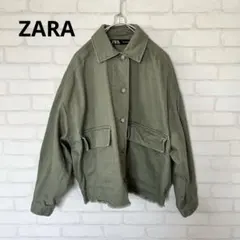 ZARA デニムジャケット　オリーブ　S-M(日本サイズ)