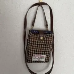 【美品】Harris Tweed ハリスツイード スマホショルダー ポーチ