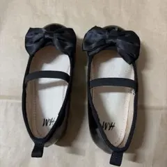 リボン付きバレエシューズ ブラック