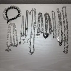 シルバーとパールのネックレス 10本セット