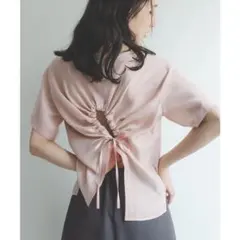 バックオープンTブラウス （ピンク）のサムネイル