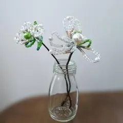 ハンドメイド ビーズフラワー 2本セット