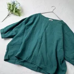 サマンサモスモス　リネンシャツ　ブラウス　ドルマンスリーブ　麻混　七部　F