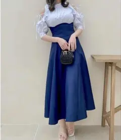 dazzlin フリルコルセットフレアワンピース ブルー Sサイズのサムネイル