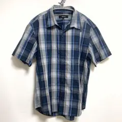 コムサ イズム　シャツ【Ｍ】青　チェック柄　綿100%  爽やか　美品　お洒落