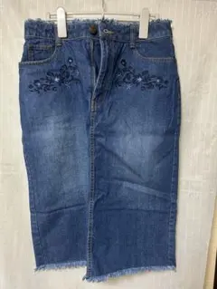 [新品]刺繍デニムタイトスカート