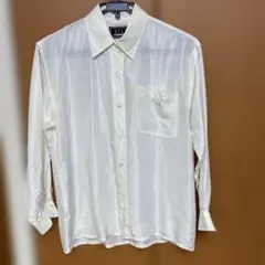 光沢映え　シルク100％　長袖シャツ　家庭洗濯可