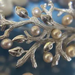 アコヤベビーパール　ピンクグレー真珠ブローチ　silver素材　未使用品