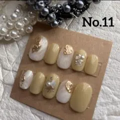 ネイルチップ　No.11 イエロー　ニュアンス　もやもやネイル　ミラーネイル