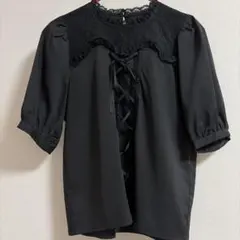 ロジータ　編み上げブラウス　黒のサムネイル