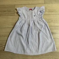 POLO 女の子　ノースリーブ　ワンピース　ストライプ　水色　110
