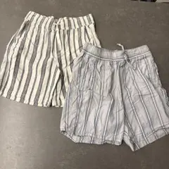 ストライプハーフパンツ（白と青、白と黒）　140