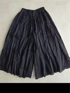 Du noirコットンリネンワイドパンツガウチョパンツ　ブラックのサムネイル