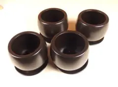 陶器製植木鉢、皿付き（黒ツヤなし)4個組