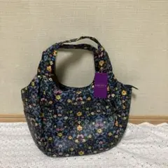 LIBERTYプリント使用　 ファスナー付トートバッグ ネイビー系
