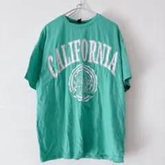 CALIFORNIA プリント ターコイズ Tシャツ【M】