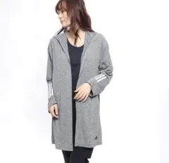 美品　アディダス　カーディガン　フード　グレー