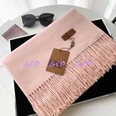 柔らか上質カシミヤ100％★暖か肌触り上品カシミヤ大判マフラー156ベビーピンク