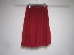 昭和レトロ　３段ギャザー　赤×白　水玉模様　スカート